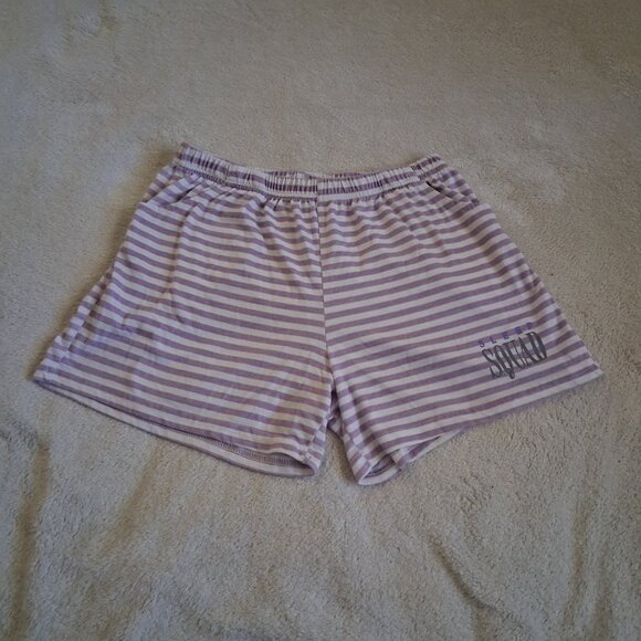 Amazon Girl's Size 14 Purple White Stripe T-Shirt & Shorts PJ Set - Picture 6 of 10